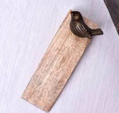 Handcrafted Wooden Door Stopper with Iron Bird